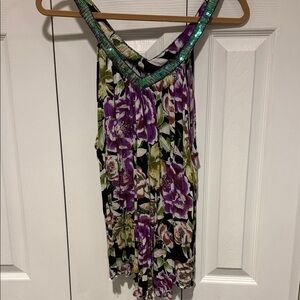 Free People Floral Blouse - Purple and Green